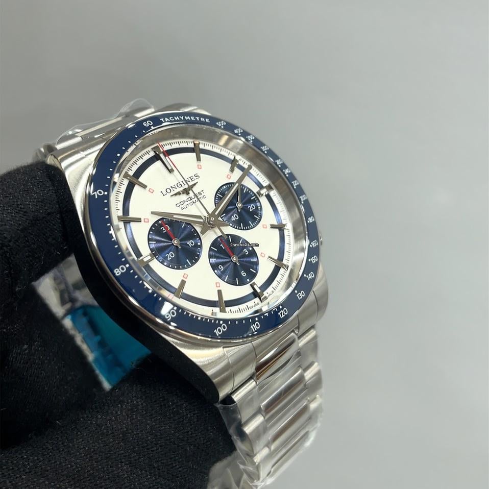 Longines Conquest Blue Panda Chronograph